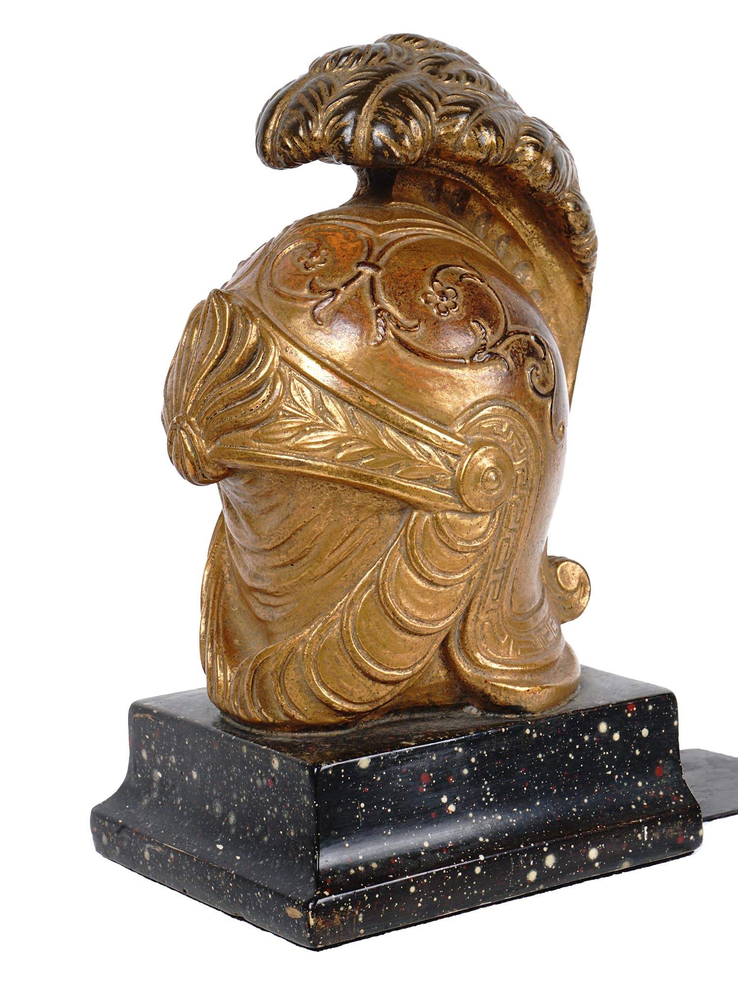 PAIR OF ANTIQUE ROMAN HELMET BOOKENDS BY BORGHESE PIC-6